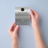 Metallic Silver Business Logo QR Code Promotie Flyer (Hand)