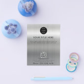 Metallic Silver Business Logo QR Code Promotie Flyer (Enkel)