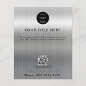Metallic Silver Business Logo QR Code Promotie Flyer (Voorkant)