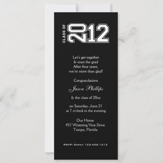 Metallic Silver Class of 2012 Graduation Invites Kaart (Achterkant)