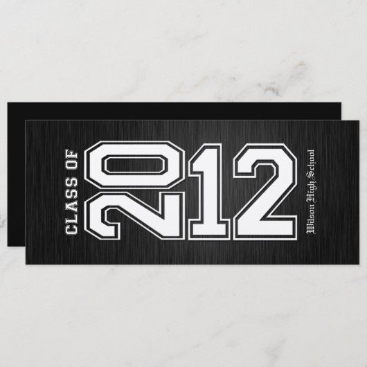 Metallic Silver Class of 2012 Graduation Invites Kaart (Voorkant / Achterkant)