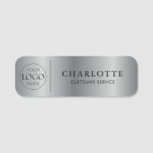 Metallic Silver Custom Logo Kantoor Medewerker Naamplaatje (Voorkant)