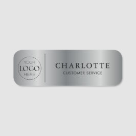 Metallic Silver Custom Logo Kantoor Medewerker Naamplaatje