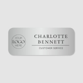 Metallic Silver Custom Logo Office Employee Staff Naamplaatje