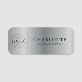 Metallic Silver Custom Logo Office Employee Staff Naamplaatje