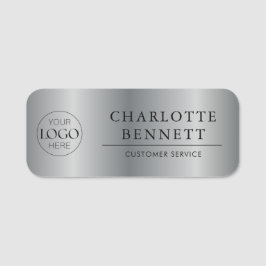 Metallic Silver Custom Logo Office Employee Staff Naamplaatje
