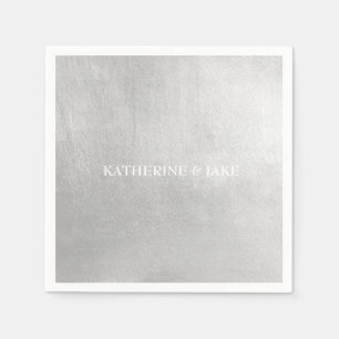 Metallic Silver Custom Names Cocktail Servet