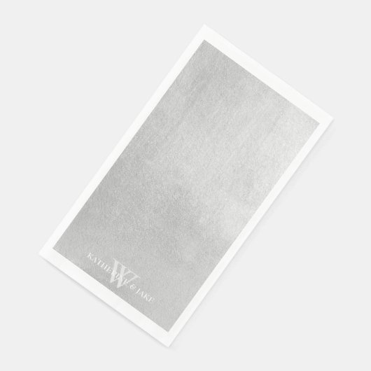 Metallic Silver Custom Names Guest Servet (Hoek)