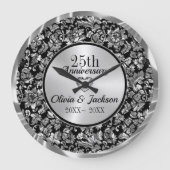 Metallic Silver Damask Grote Klok (Voorkant)