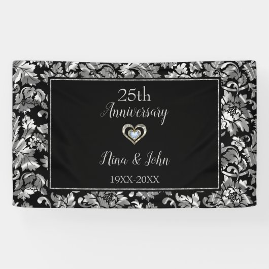 Metallic Silver Damask Spandoek (Horizontaal)