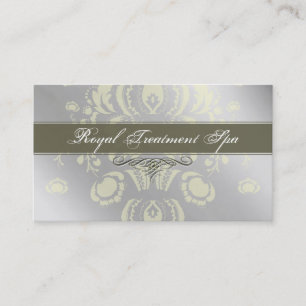 Metallic Silver Damask visitekaartjes