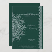 Metallic Silver Emerald Mehendi Indian aanpassen Kaart (Voorkant / Achterkant)