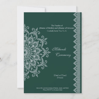 Metallic Silver Emerald Mehendi Indian aanpassen Kaart