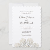 Metallic Silver en Gold Floral Photo Wedding Kaart (Achterkant)
