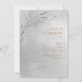 Metallic Silver en Gold No Parents Foliage Wedding Kaart (Voorkant)