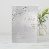 Metallic Silver en Gold No Parents Foliage Wedding Kaart (Staand voorkant)