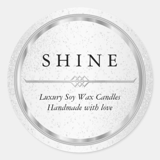 Metallic Silver en White Ronde Sticker (Voorkant)
