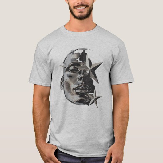 Metallic Silver Face Graphic T-shirt (Voorkant)