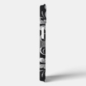 Metallic Silver Floral Swirl Black Achtergrond Case-Mate iPhone Case (Achterkant / Rechts)