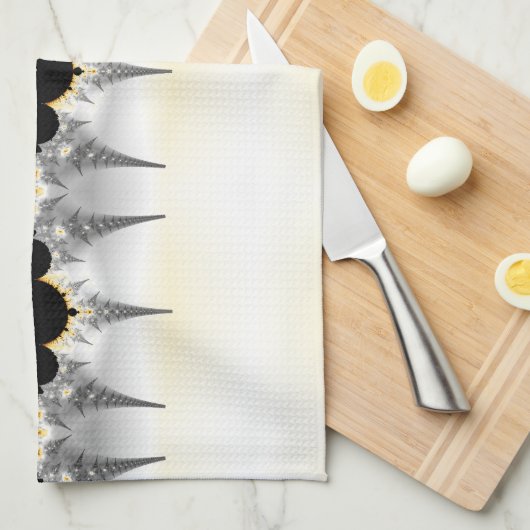 Metallic Silver Fractal Spikes Theedoek (Quarter Fold)