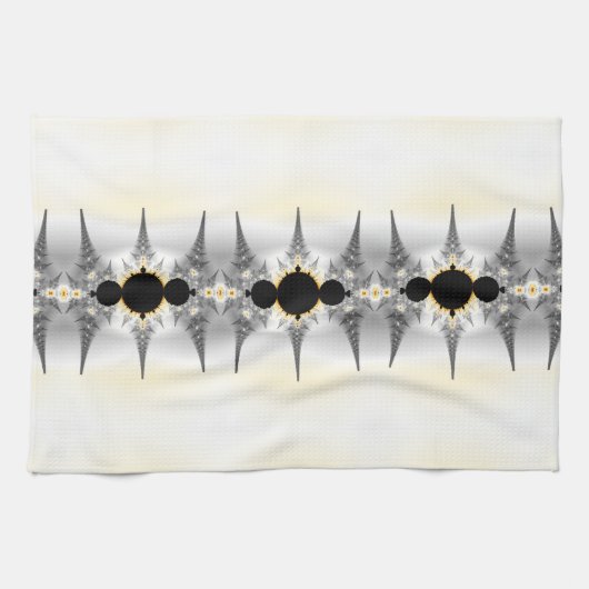 Metallic Silver Fractal Spikes Theedoek (Horizontaal)