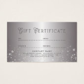 Metallic Silver Glitter Business Cadeft Certificat Visitekaartje (Achterkant)