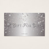 Metallic Silver Glitter Business Cadeft Certificat Visitekaartje (Voorkant)