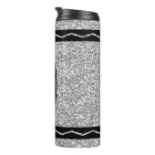 Metallic Silver Glitter Crayon Custom Name Tumbler Thermosbeker (Geroteerd rechts)