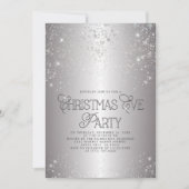 Metallic Silver Glitter-kerstfeest Kaart (Voorkant)