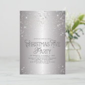 Metallic Silver Glitter-kerstfeest Kaart (Staand voorkant)