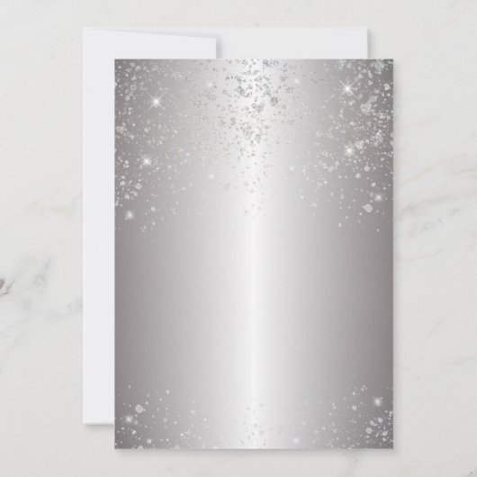 Metallic Silver Glitter-kerstfeest Kaart (Achterkant)