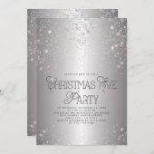 Metallic Silver Glitter-kerstfeest Kaart (Voorkant / Achterkant)
