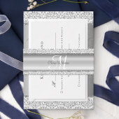 Metallic Silver Glitter Monogram Weddenschap Uitnodigingen Wikkel