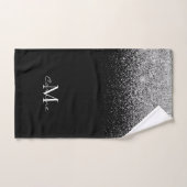 Metallic Silver Glitter Ombre op zwarte monogramme Bad Handdoek (Handdoek)