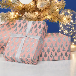 Metallic Silver Glitter Xmas bespreekt Blush Pink  Cadeaupapier