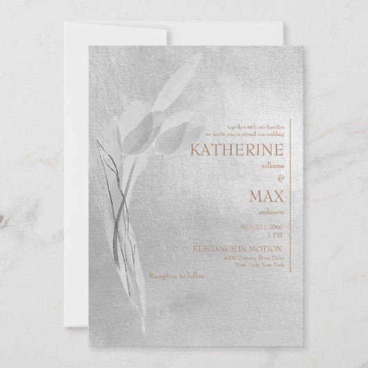 Metallic Silver & Gold No Parents Wedding Kaart (Voorkant)