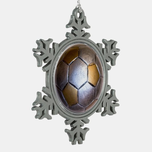 Metallic Silver & gold Voetbal Tin Sneeuwvlok Ornament (Links)