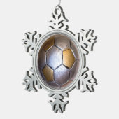Metallic Silver & gold Voetbal Tin Sneeuwvlok Ornament (Rechts)