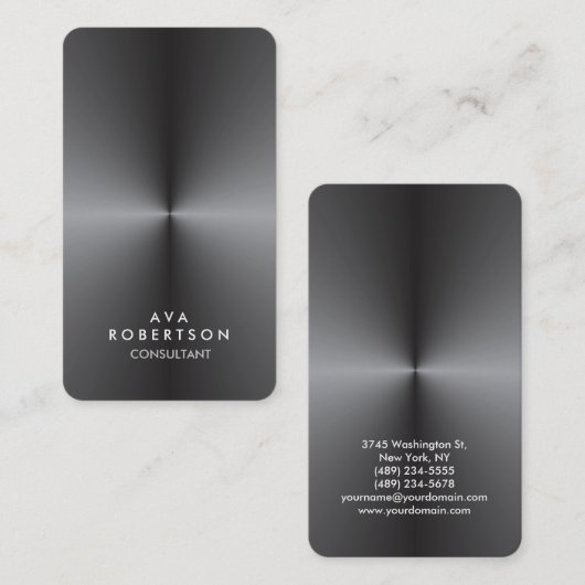 Metallic Silver Gray Consultant Manager Visitekaartje (Voorkant / Achterkant)