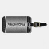 Metallic Silver Gray Modern Geometric Design Bagagelabel (Voorkant horizontaal)
