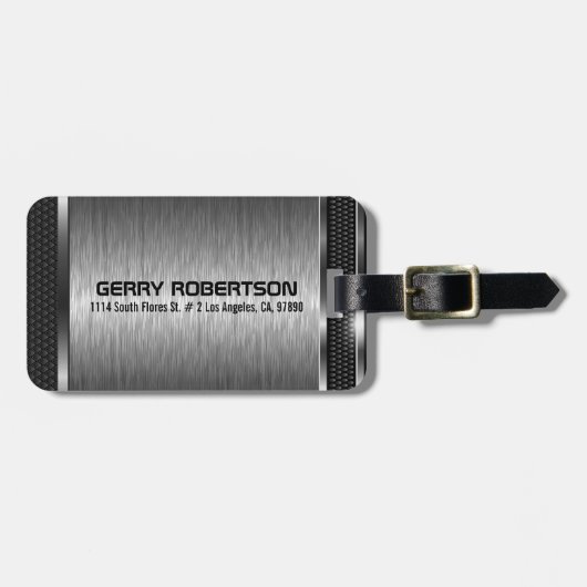 Metallic Silver Gray Modern Geometric Design Bagagelabel (Voorkant horizontaal)