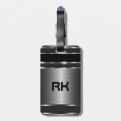 Metallic Silver Gray Modern Geometric Design Bagagelabel (Achterkant verticaal)