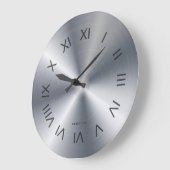 Metallic Silver Gray Texture Custom Monogram Grote Klok (Hoek)