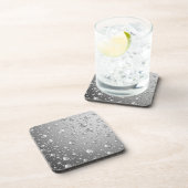 Metallic Silver Grey Abstract Rain Druppels Bier Onderzetter (Rechterzijde)
