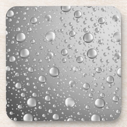 Metallic Silver Grey Abstract Rain Druppels Bier Onderzetter (Voorkant)