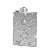 Metallic Silver Grey Abstract Rain Druppels Heupfles (Links)