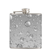 Metallic Silver Grey Abstract Rain Druppels Heupfles (Voorkant)