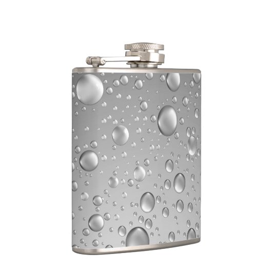 Metallic Silver Grey Abstract Rain Druppels Heupfles (Rechts)