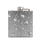 Metallic Silver Grey Abstract Rain Druppels Heupfles (Achterkant)