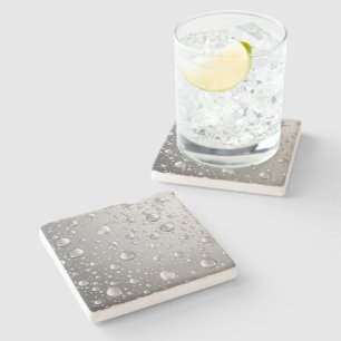 Metallic Silver Grey Abstract Rain Druppels Stenen Onderzetter
